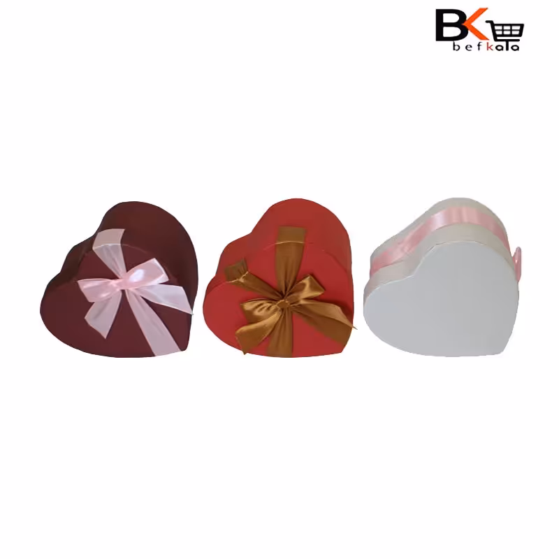 باکس کادویی قلبی ساده تک سایز پاپیون دار کد 13
