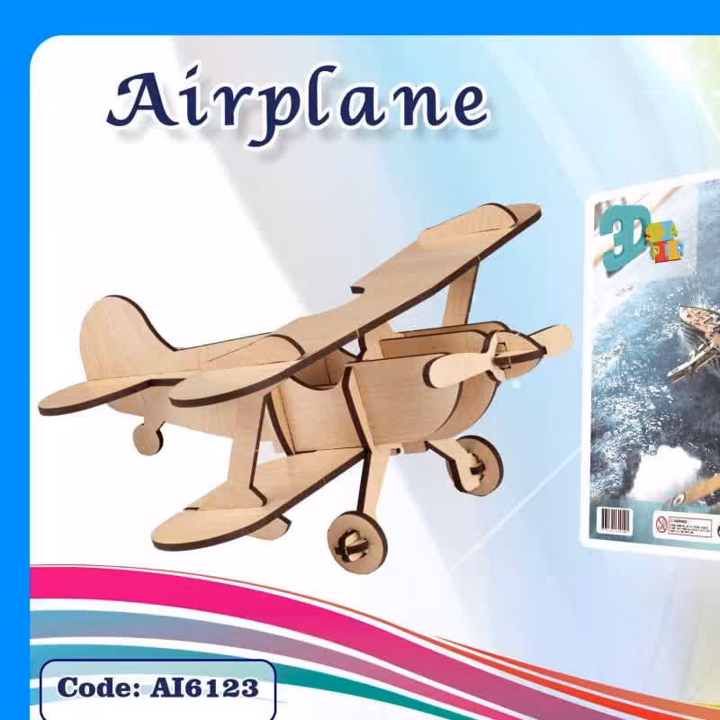 پازل چوبی هواپیمای ملخی - کد 4123 - مناسب نوجوان