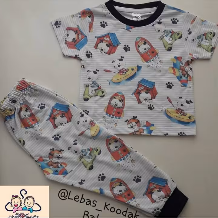 ست تیشرت و شلوارک اسپرت تمام چاپ هاپو جنس پنبه درجه یک، سایز 2 تا 7 سال برند کیدو مکس کیفیت عالی