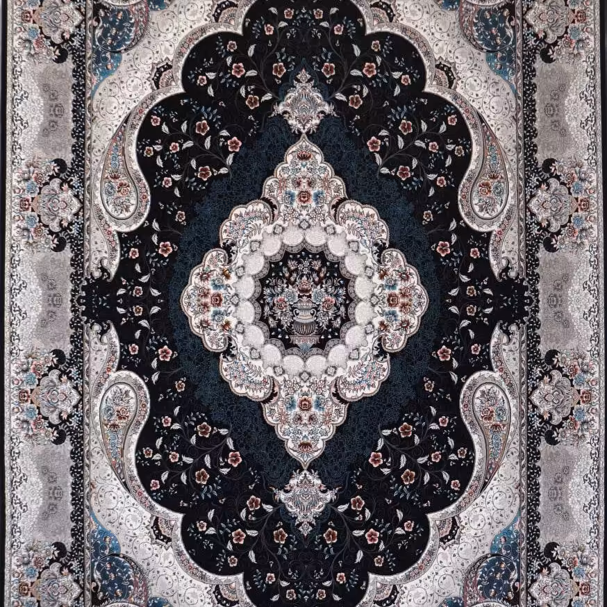 فرش  اکرلیک  6 متری 700 شانه طرح سوگند رنگ سرمه ای  کد N156