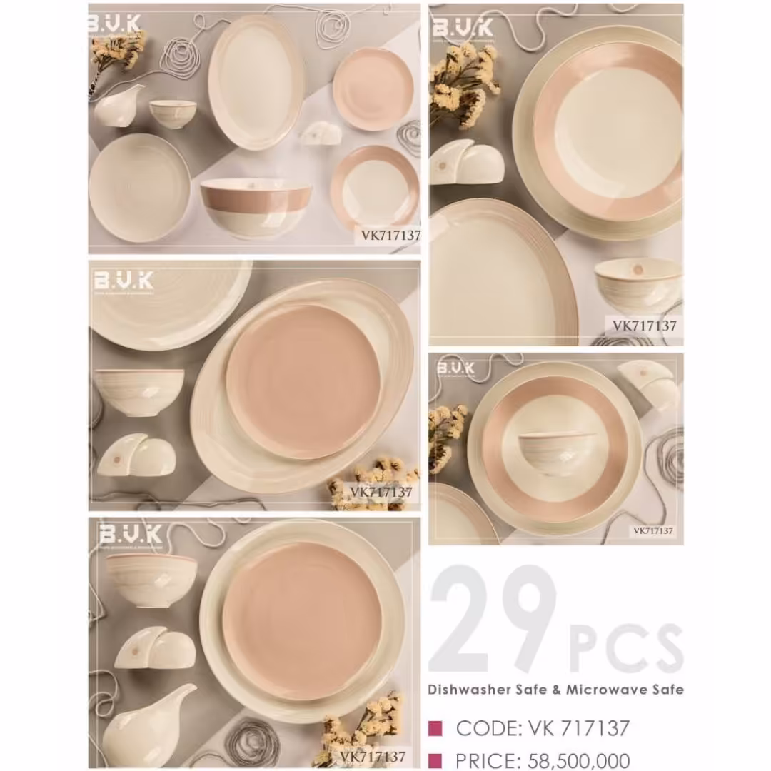 سرویس چینی 6 نفره 29 پارچه bvk کد 717137