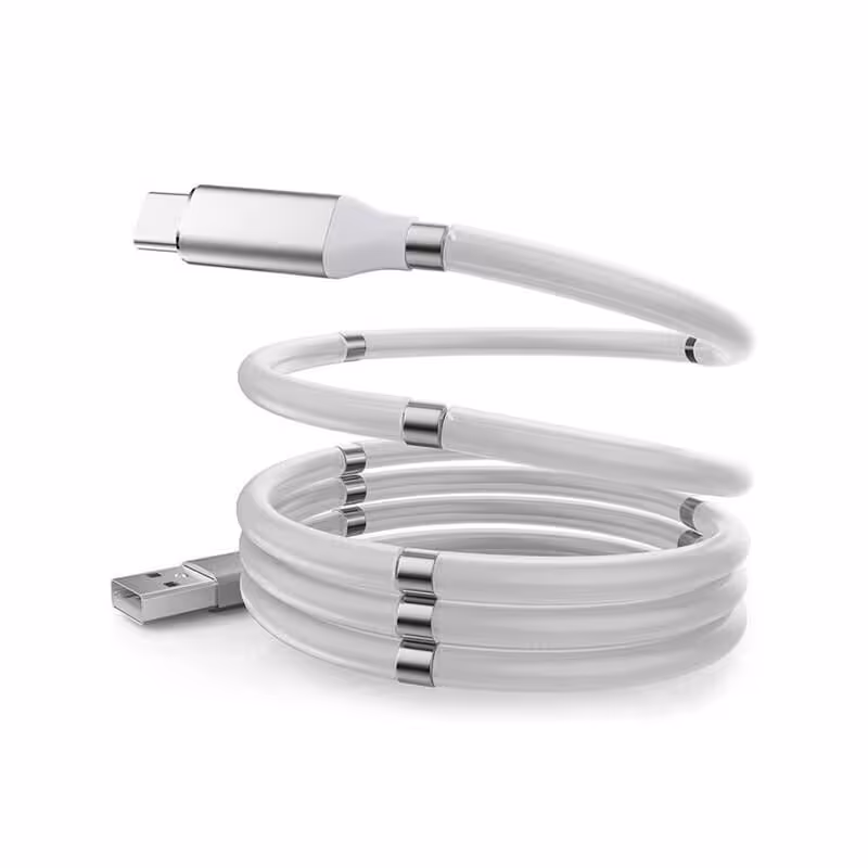 کابل شارژ مگنتی جمع شونده Type-C سفید