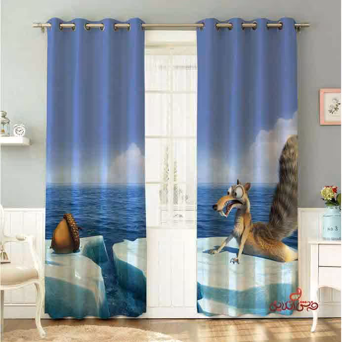 پرده 2عددی کودک طرح عصر یخبندان کد 2184