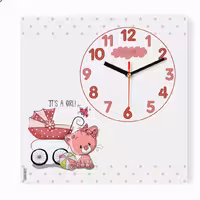ساعت دیواری کودک طرح گربه و کالسکه کد 8925