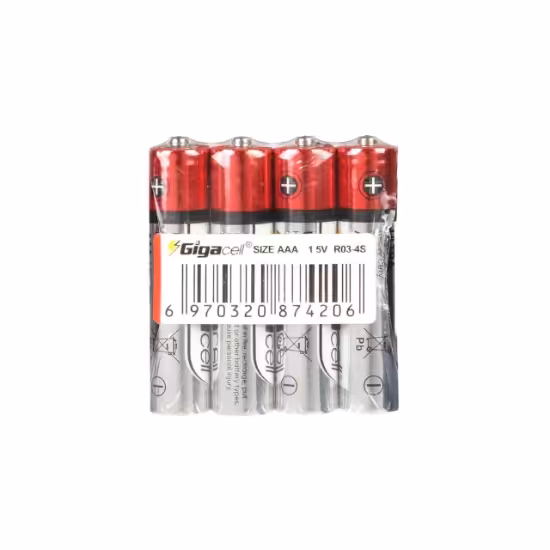 باتری نیم قلمی گیگاسل مدل Ultra Heavy Duty R03-4S بسته 4 عددی