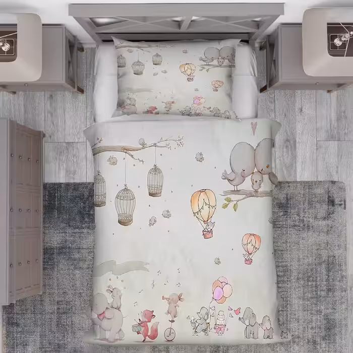 روتختی فانتزی شیک طرح حیوانات و فیل های کوچک با پرندهای زیبا BA-5017