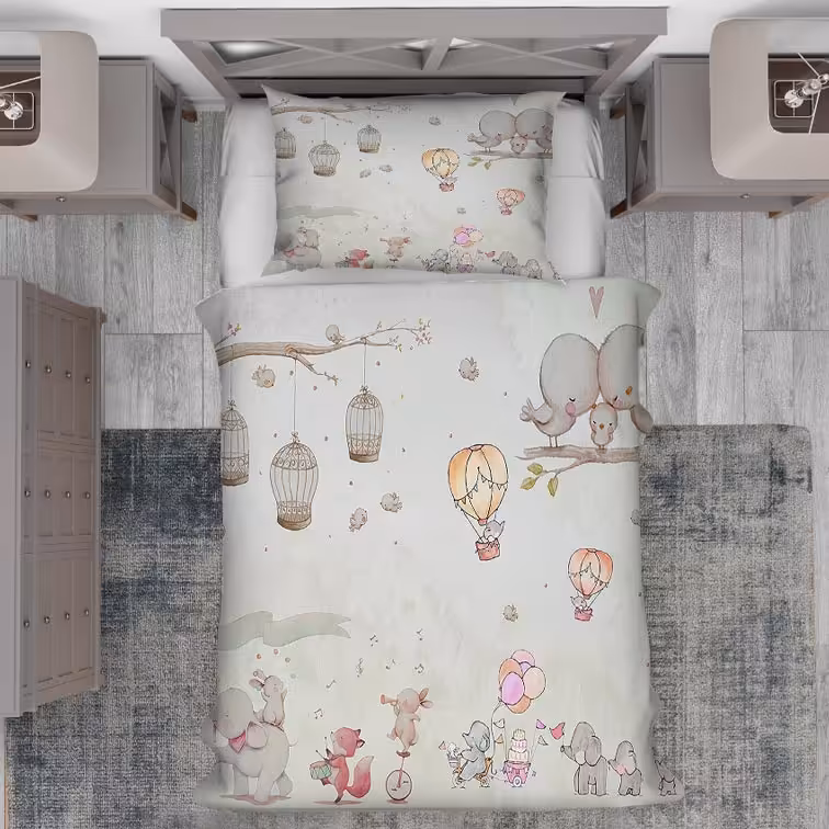 روتختی فانتزی شیک طرح حیوانات و فیل های کوچک با پرندهای زیبا BA-5017