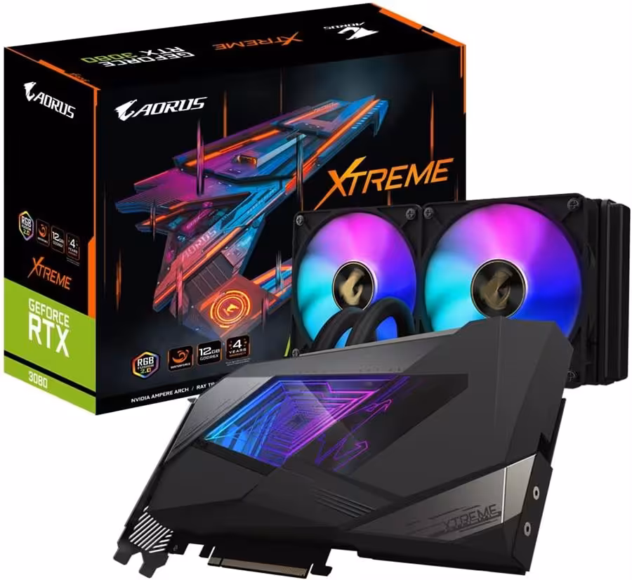 کارت گرافیک  گیگابایت مدل AORUS GeForce RTX™ 3080 XTREME WATERFORCE 12G حافظه 12 گیگابایت