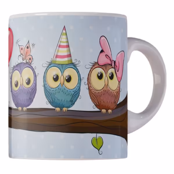 ماگ سفید سرامیکی طرح جغد کد 5098