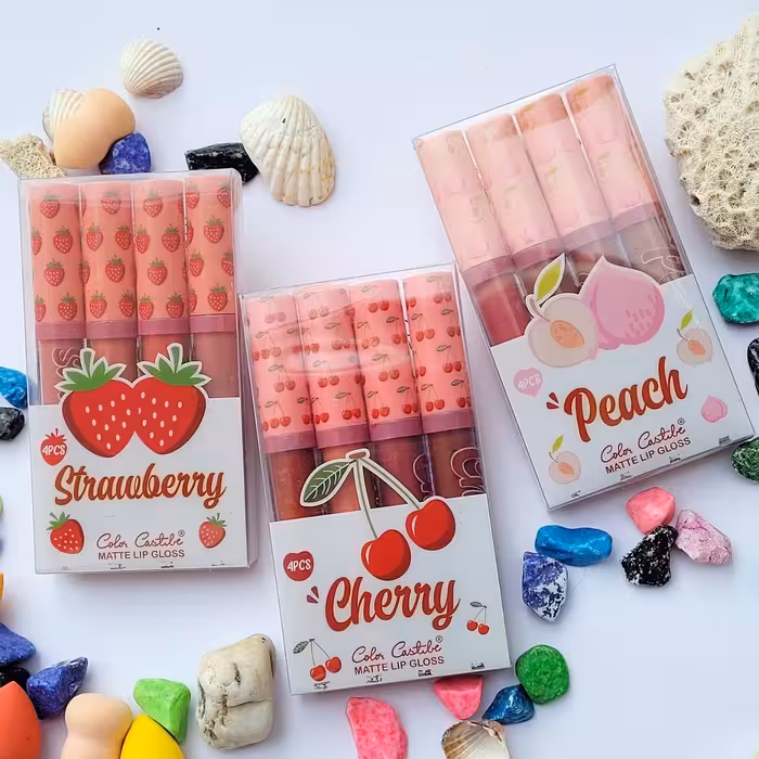 رژلب مایع پک های 4 تایی طرح میوه برند rani ( آرایشی بهداشتی یاقوت)