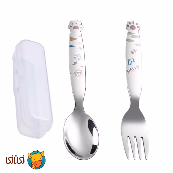 ست قاشق و چنگال استیل ضد زنگ 304 کودک جوجوببک jojobebek کارتونی