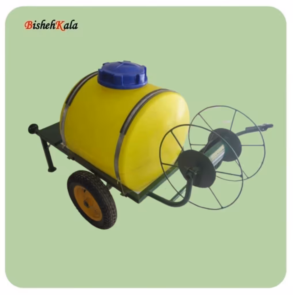شاسی سمپاش فرغونی 100 لیتر گرد همراه با شیلنگ جمع کن