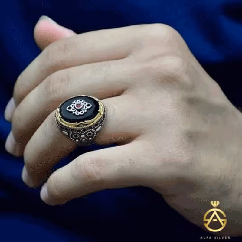 انگشتر نقره مردانه کد mr009