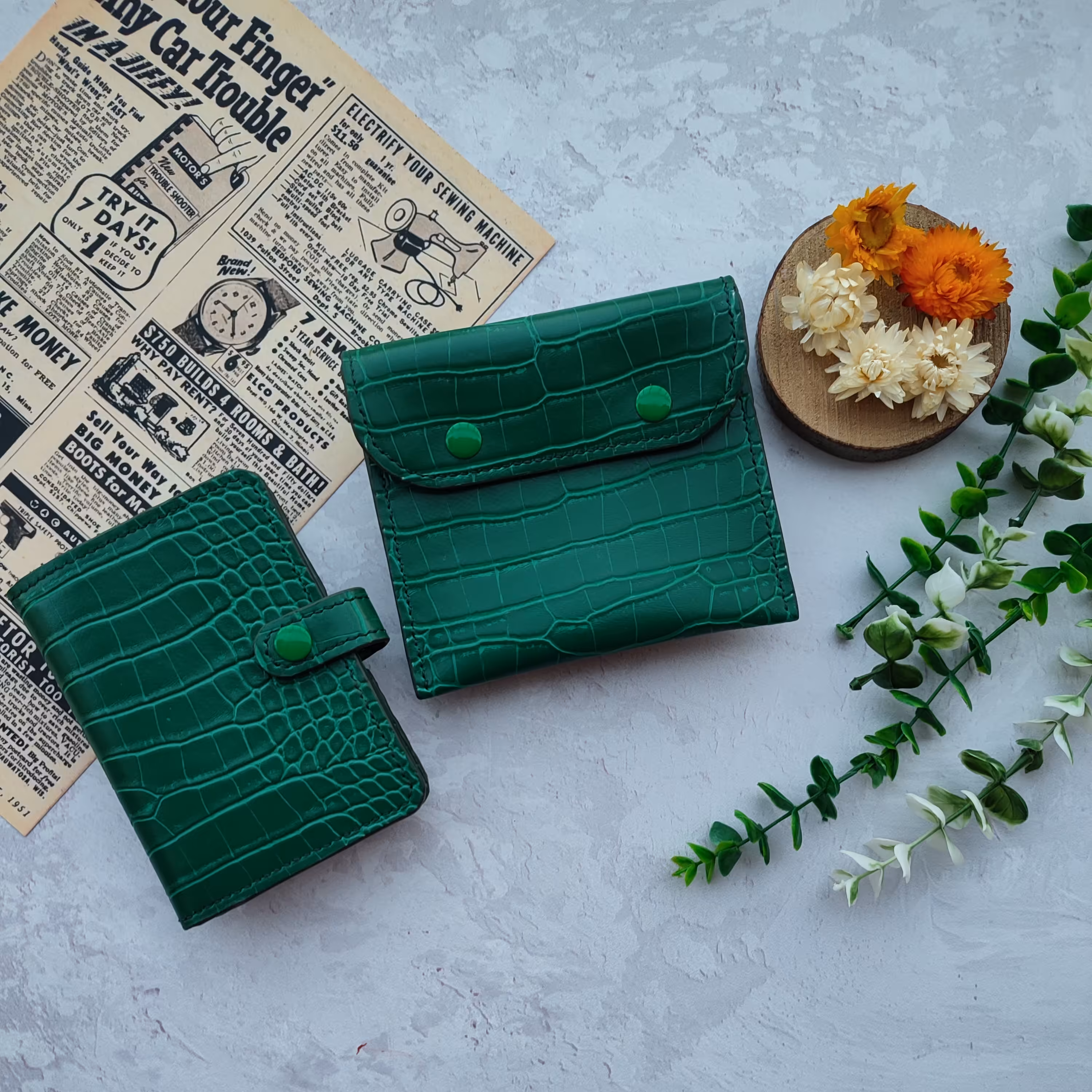 کیف پول و مدارک جیبی دخترانه دستدوز چرم مصنوعی 