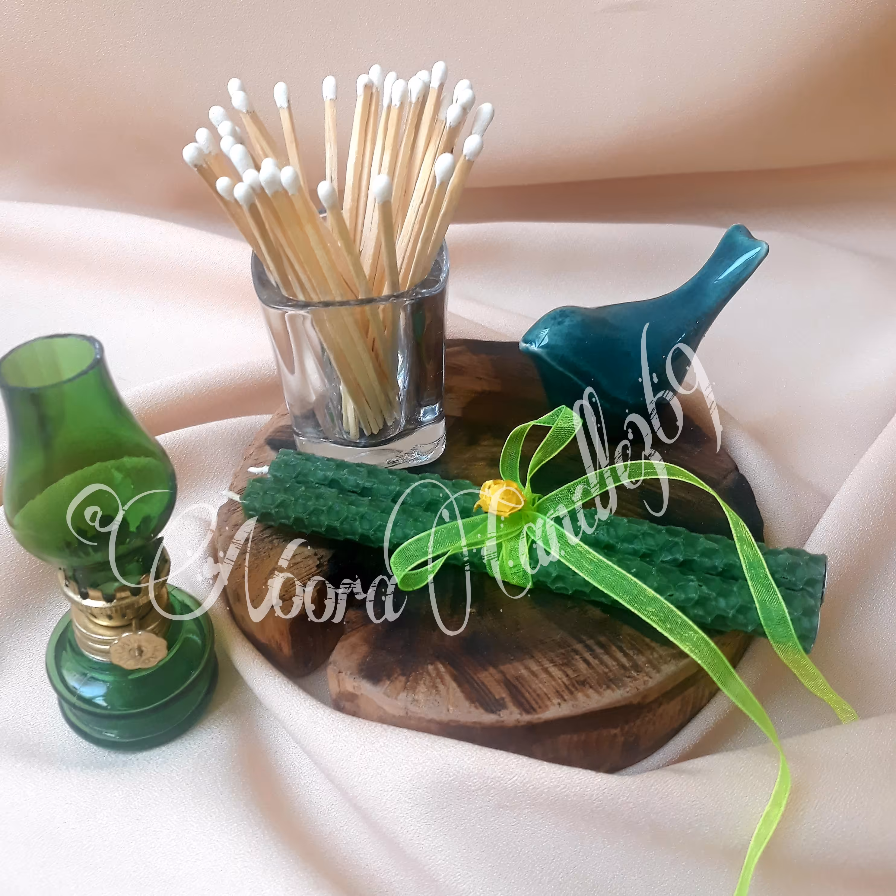 پک 10 عددی شمع موم عسل سبز گیفت عید غدیر