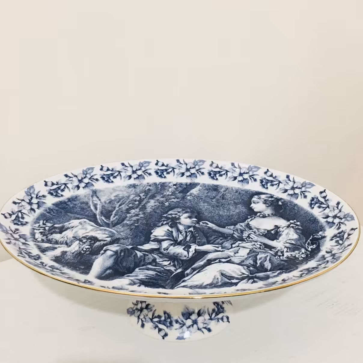 شیرینی خوری قلم آبی مدل پایه دار وارداتی چینی با کیفیت جهزیه و کادویی ارسال پسکرایه