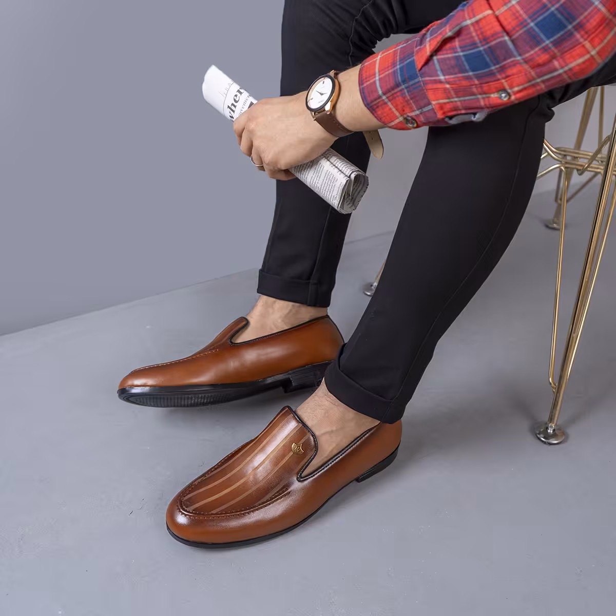 کفش کالج مردانه عسلی مدل Dever