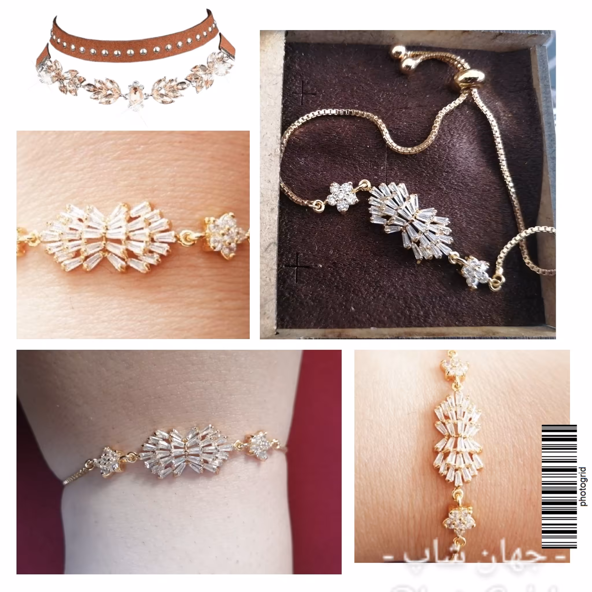 دستبند سوارسکی باگتی استیل با زنجیر آسانسوری