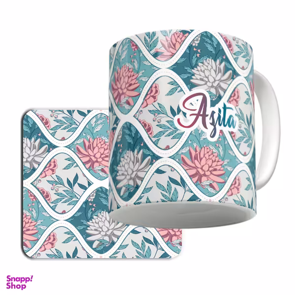 ماگ لاژید مدل اسم آزیتا کد Batik به همراه زیر لیوانی