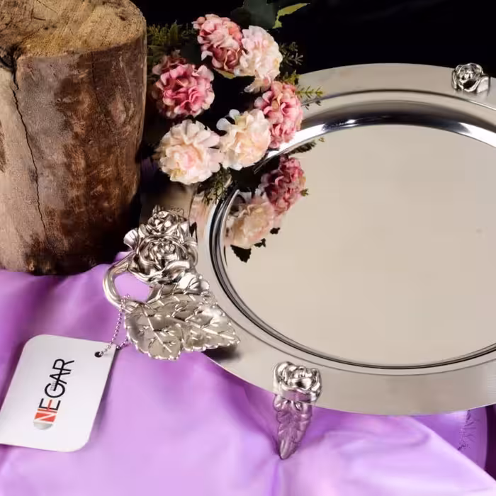 سینی تمام استیل نگار دایره سایز کوچک 