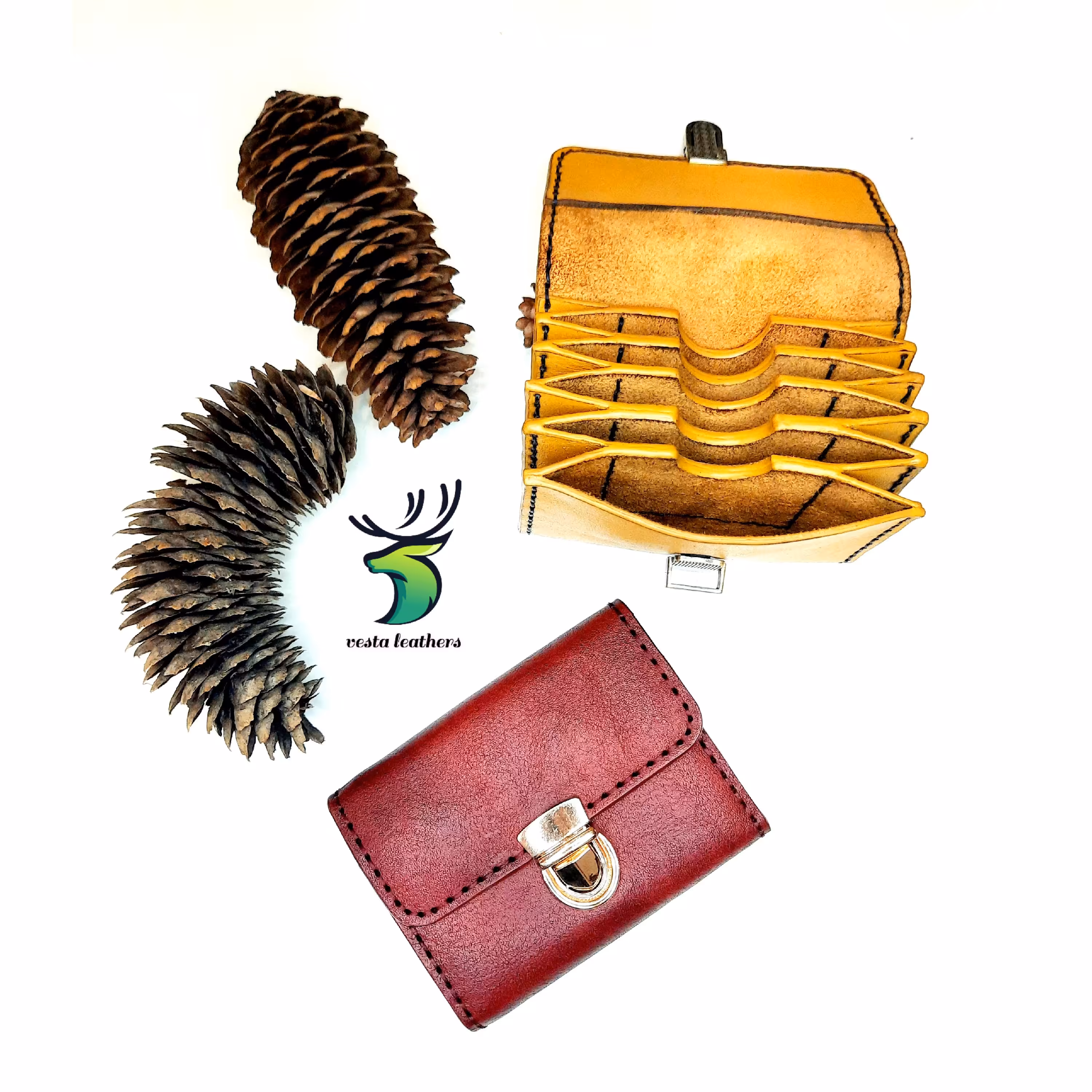 کیف کارت چرم طبیعی، طرح آکاردئونی 