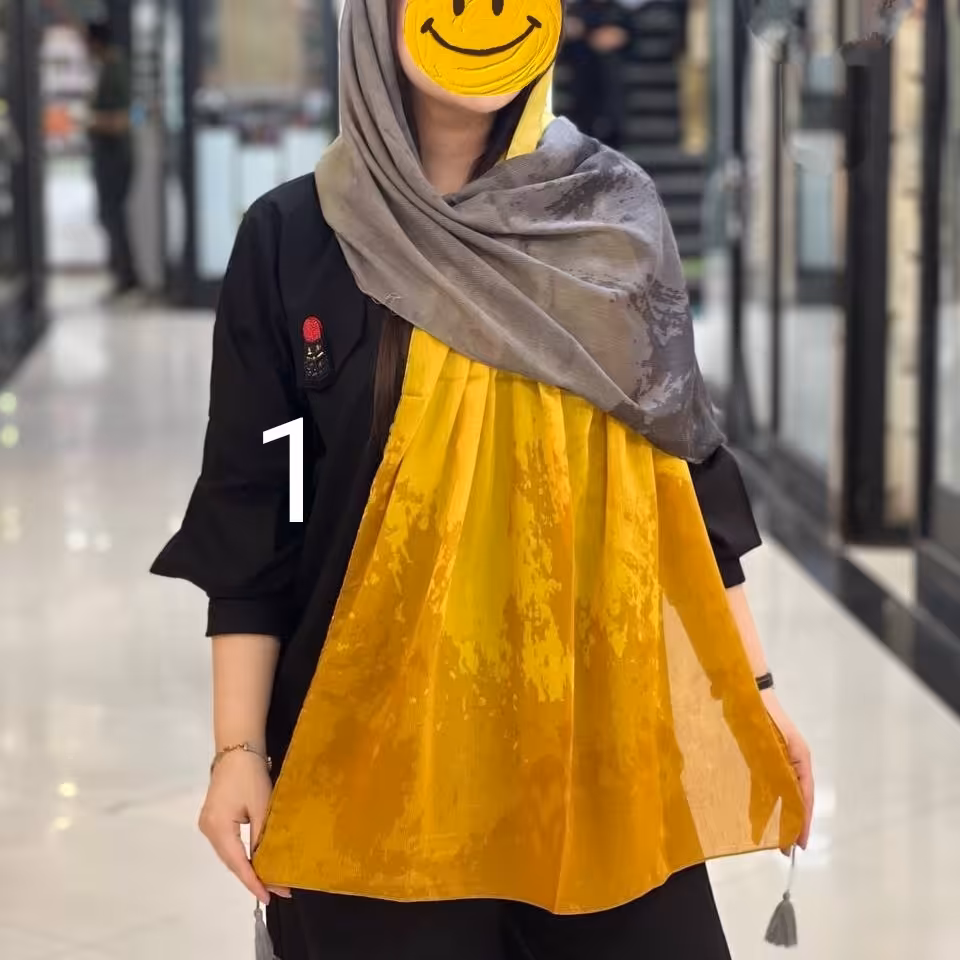 شال دو رنگ نخی منگوله دار - رنگبندی متنوع - ابعاد 70 در 190