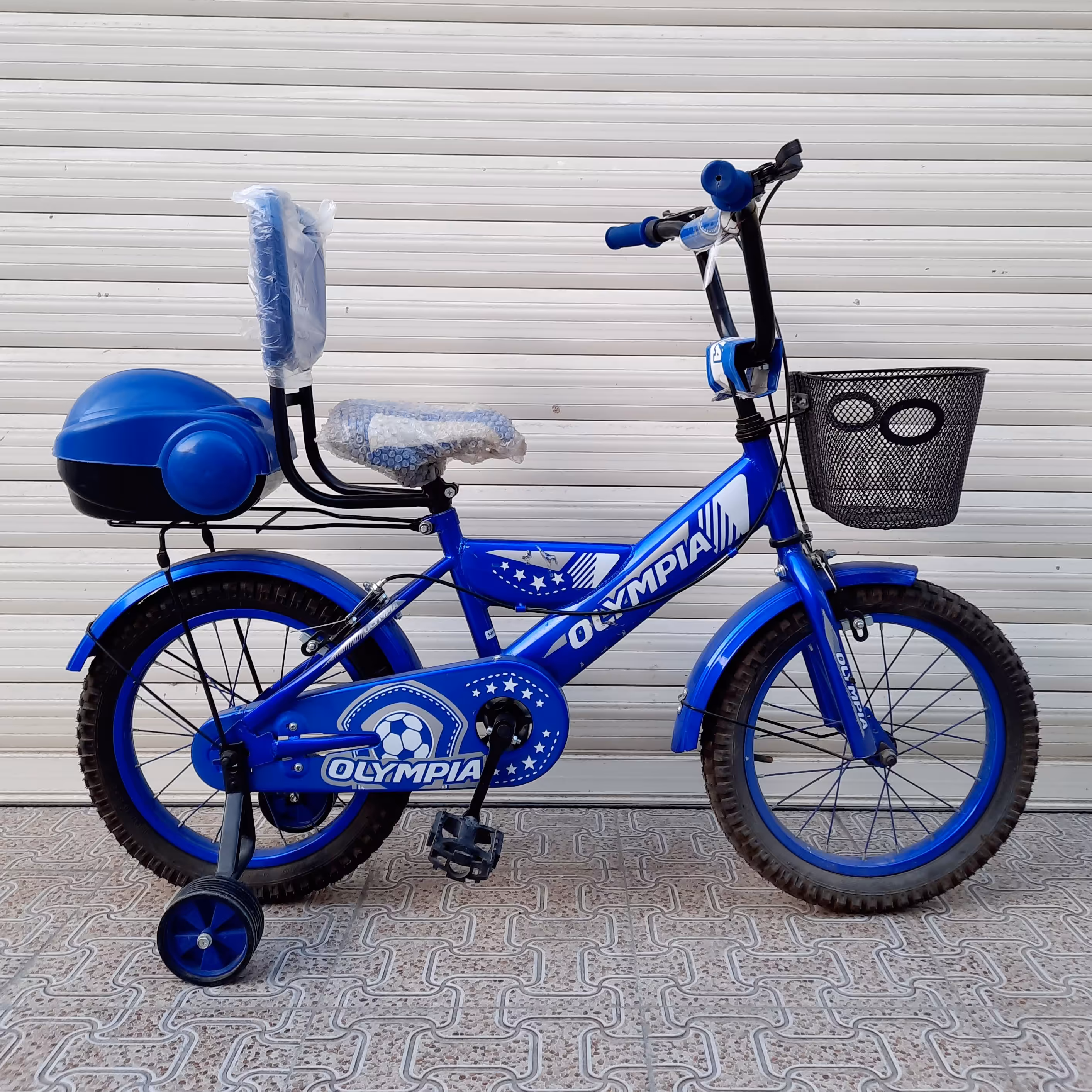 دوچرخه سایز 16 المپیا پشتی دار رنگ آبی