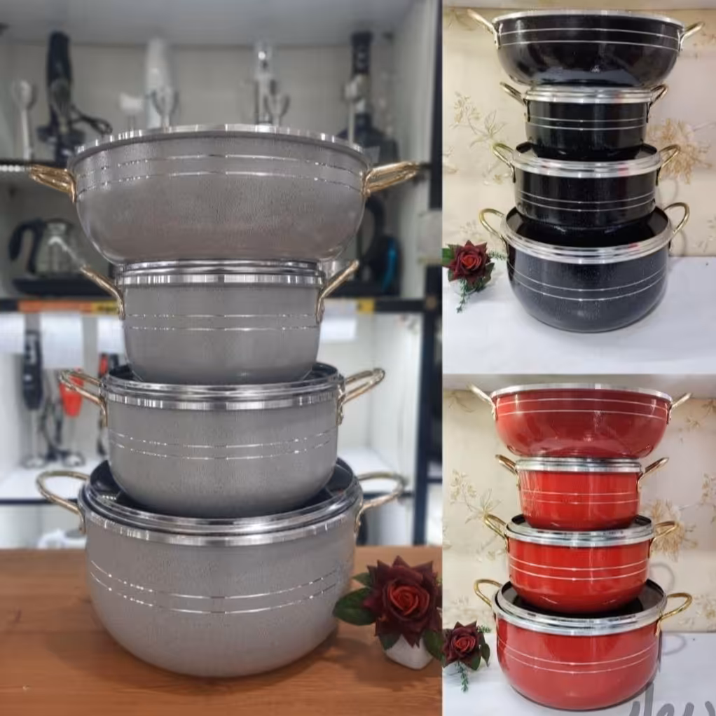 سرویس قابلمه 7 پارچه هلنا دسته طلایی 