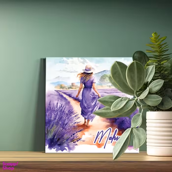 تابلو شاسی لاژید مدل اسم مهسا طرح نقاشی آبرنگ