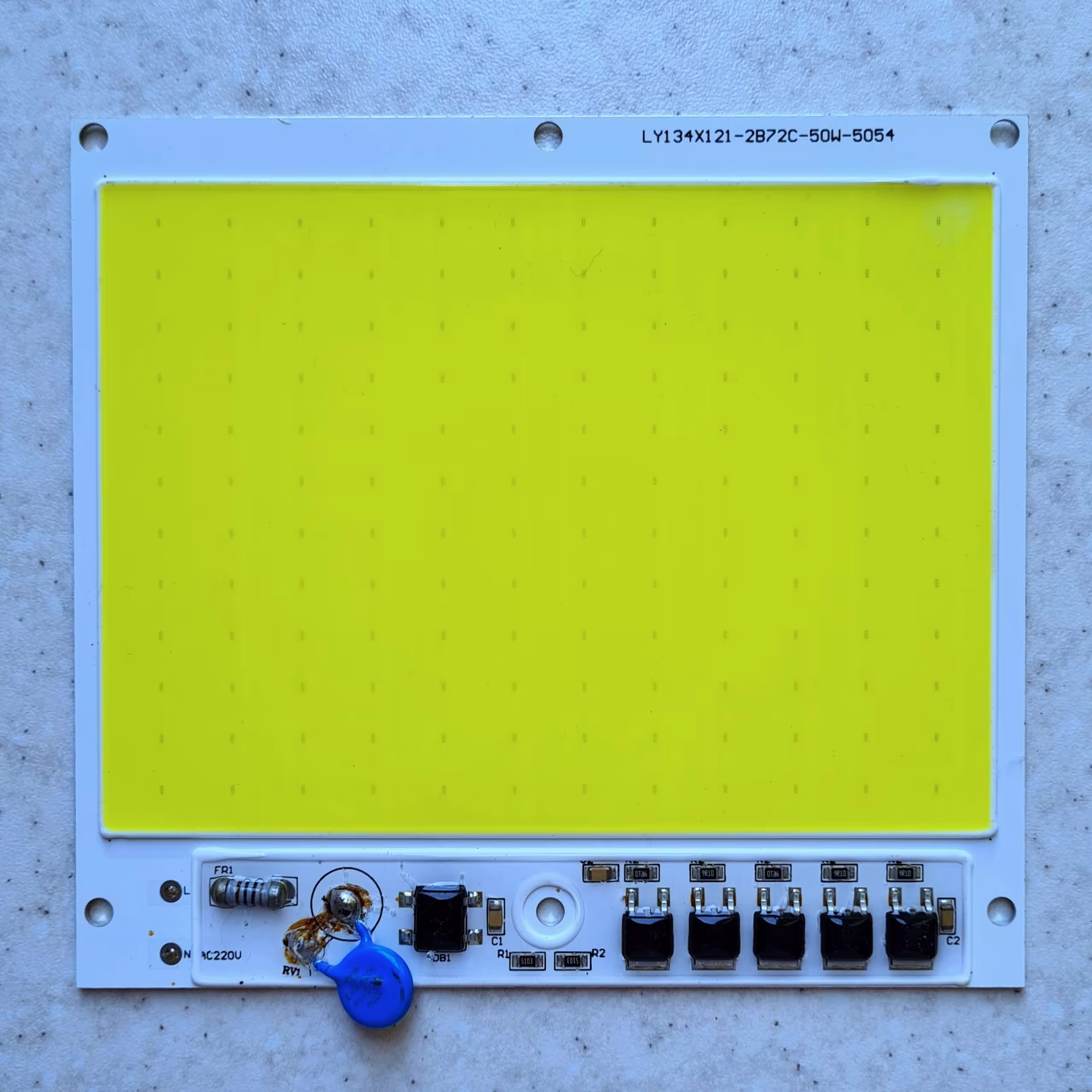 چیپ ال ای دی 50 وات ماژول دی او بی پرژکتوری 220 ولت رنگ سفید مهتابی ال وای chip led cob 50w 220v ly چیپ پرژکتوری 