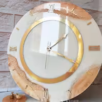 ساعت رزینی طرح ژئود رنگ گلبهی قطر 40 با کریستال و رینک 