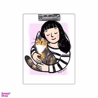 تخته شاسی بامبیلیپ طرح گربه چشمک زن و دختر کد 7169408 سایز A4