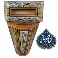 ست جعبه دستمال کاغذی + سطل خاتم با نقاشی گل و مرغ