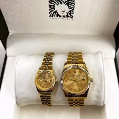 ست ساعت رولکس بنداستیل طلایی