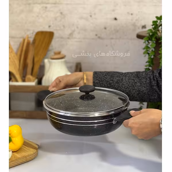تابه تک دودسته سايز24 طرح چدن بادرب