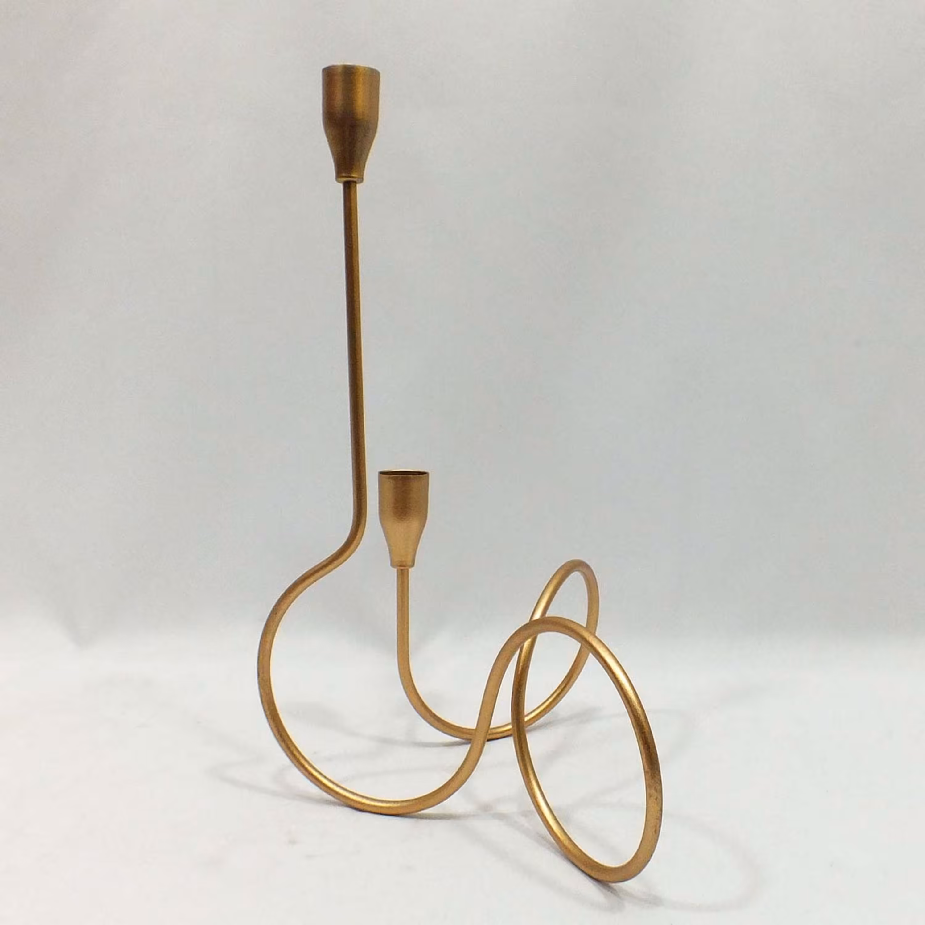 شمعدان و جا شمعی پیچی طلایی مات - جاشمعی - شمع دان