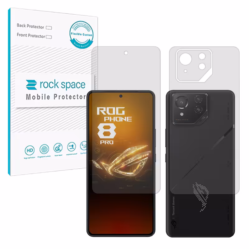 گلس محافظ صفحه نمایش و پشت گوشی ایسوس ROG Phone 9 Pro مدل نانو هیدروژل شفاف برند راک اسپیس کدSS