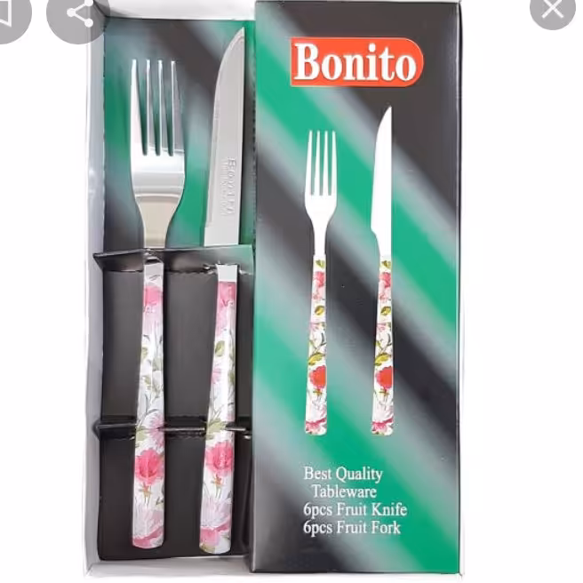 کاردوچنگال جنس استیل نگیردررنگهای مختلف مارک بونیتوجنس دسته عالی ومقاوم باارسال رایگان