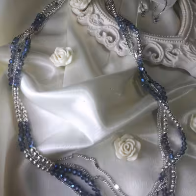 سنگ سرمه ای دوتیکه گردنبند وگوشواره باهم