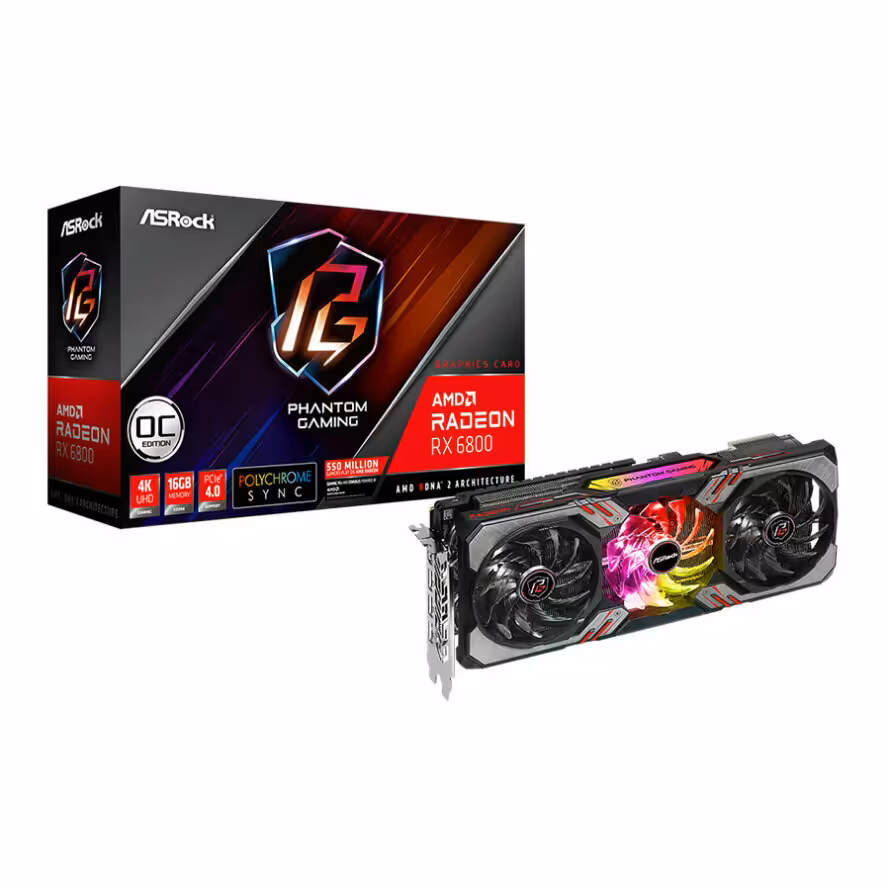 کارت گرافیک ازراک Radeon RX 6800 Phantom Gaming D 16G OC