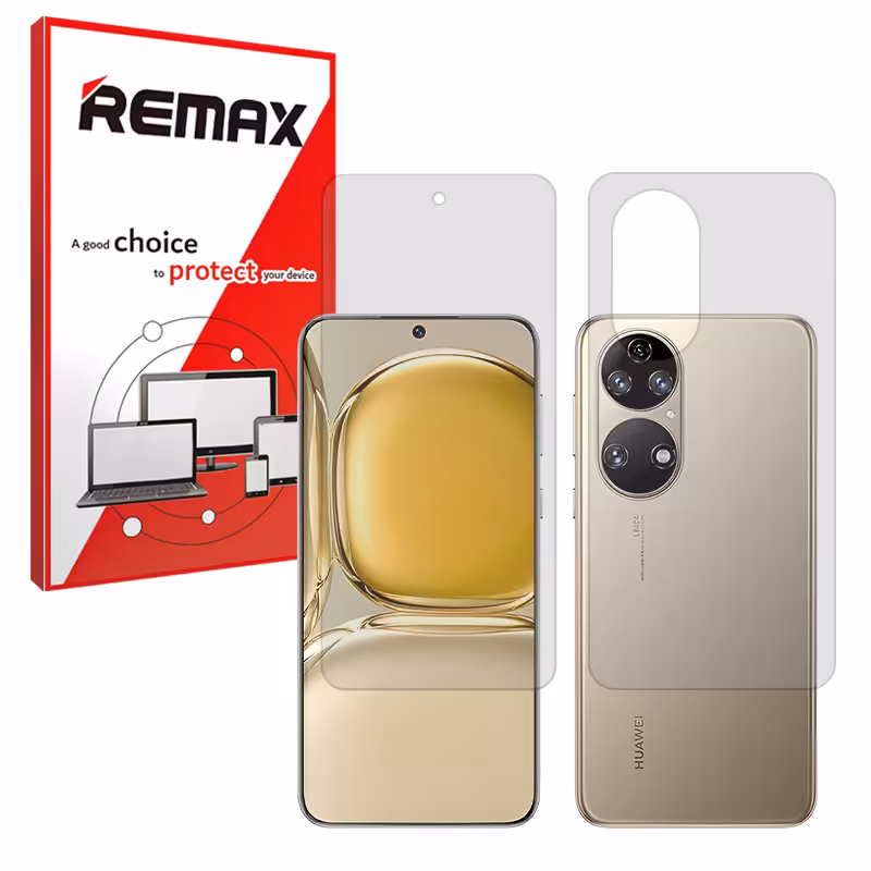 گلس صفحه نمایش و پشت گوشی هوآوی P50 Pro مدل هیدروژلی شفاف برند ریمکس کد SS
