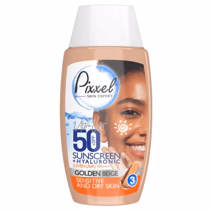 کرم ضدآفتاب رنگ بژ طلایی مناسب پوست خشک و نرمال پیکسل