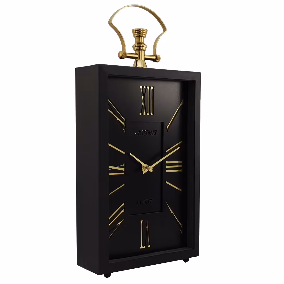 ساعت رومیزی آرتمیس مدل 2031 بلک (زه مشکی و صفحه مشکی) و اعداد گلد(طلایی)