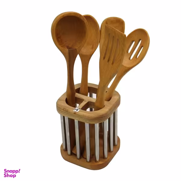 سرویس کفگیر و ملاقه مدل بلوط کد YP-LT-06 مجموعه 6 عددی