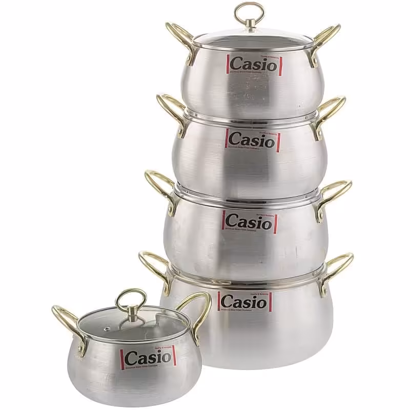 سرویس قابلمه روحی کاسیو 10 پارچه دسته و قپه طلایی با ارسال رایگان 