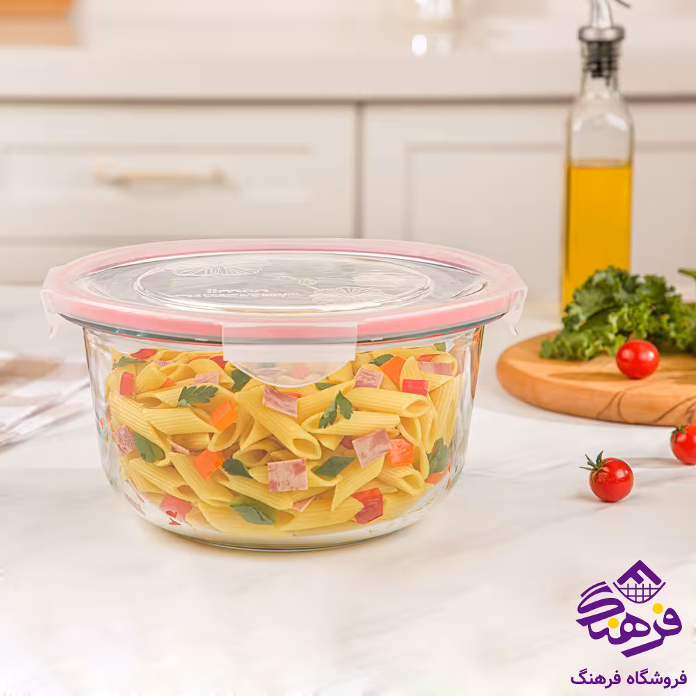 ظرف شیشه ای لیمون دربدار 3گرد