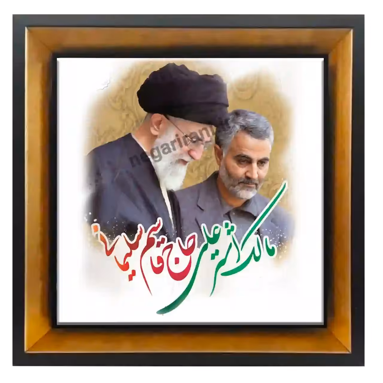 تابلو کاشی شهید حاج قاسم  سلیمانی و رهبری مدل 2ZG85
