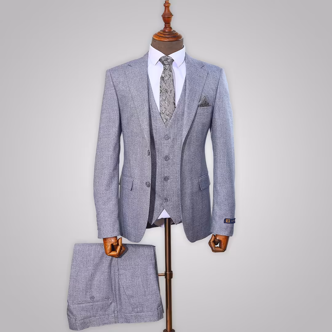 کت و شلوار ژیله دار اسلپ رنگ آبی کد 1410