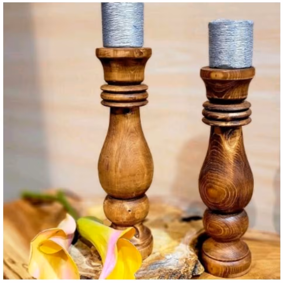 ست شمعدانی چوبی رنگ قهوه ای تیره ضد آب چوب روس پوشش سیلر کیلر 