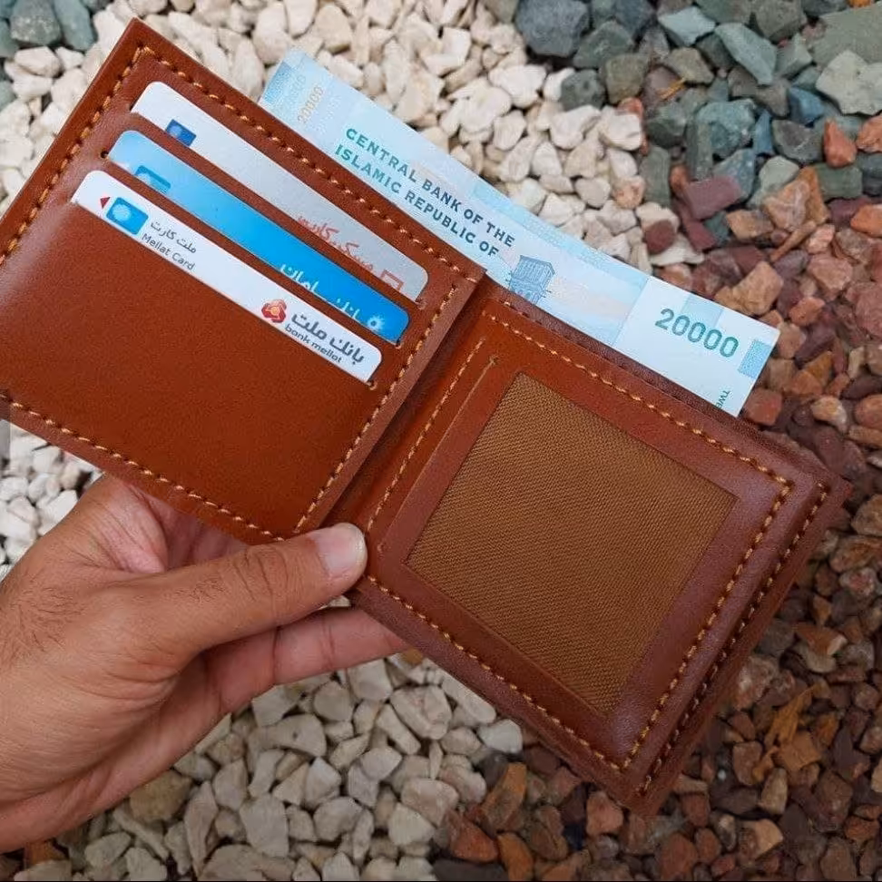 کیف پول جیبی دست دوز چرم طبیعی کد 666